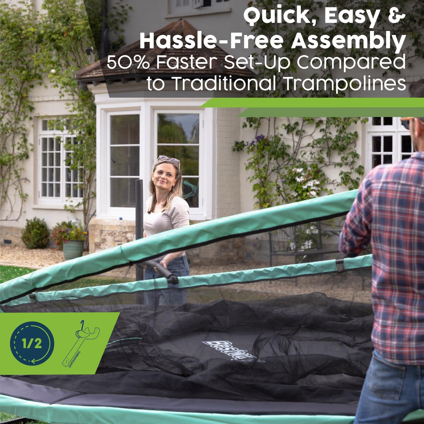 Bestway Xtreme Air Trampoline, 8ft/10ft/12ft Outdoor Round Trampoline with Fully Sewn Gap-Free Safety Enclosure Net, Ladder & Anchor Kit, 2-Year Warranty Guaranteed