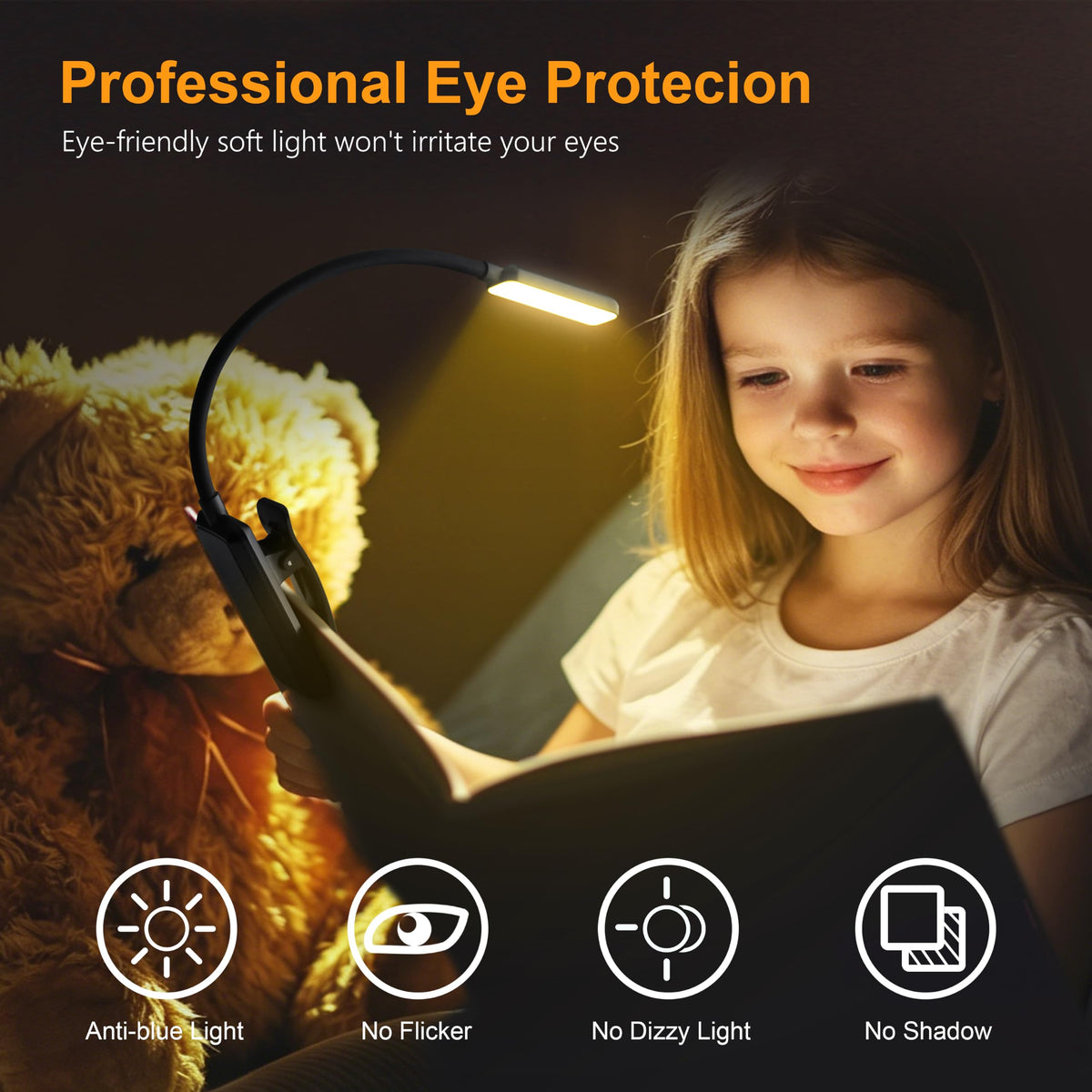 Gritin 9 LED Rechargeable Book Light for Reading in Bed-Stepless Dimming