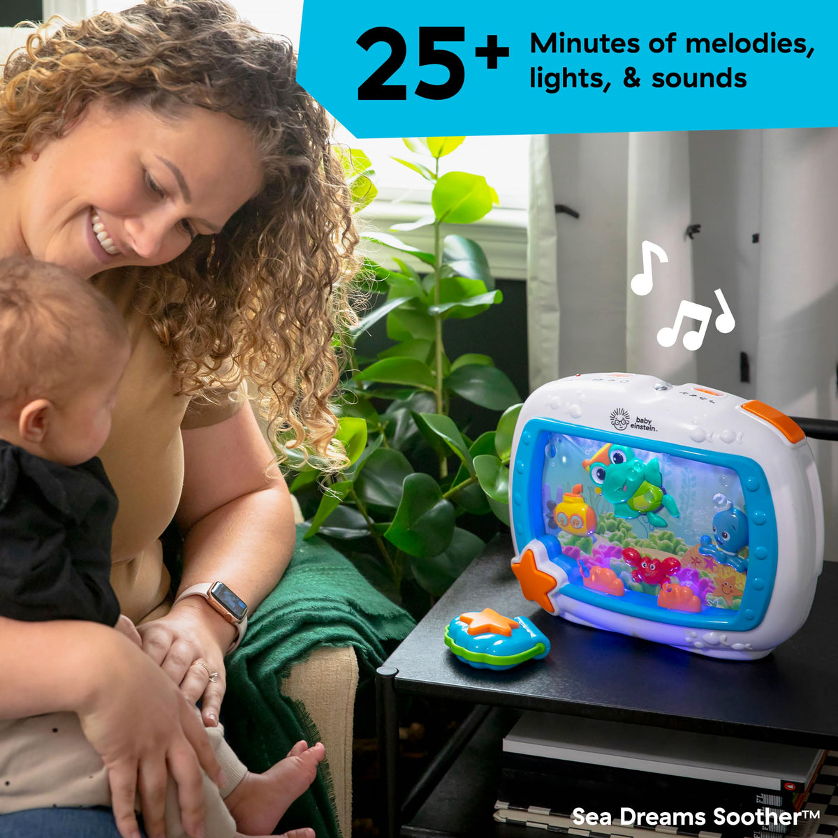 Baby Einstein Sea Dreams Soother, Crib Toy with Remote, Baby Sleep Aid, Calming Lights & Melodies, Newborn and Up