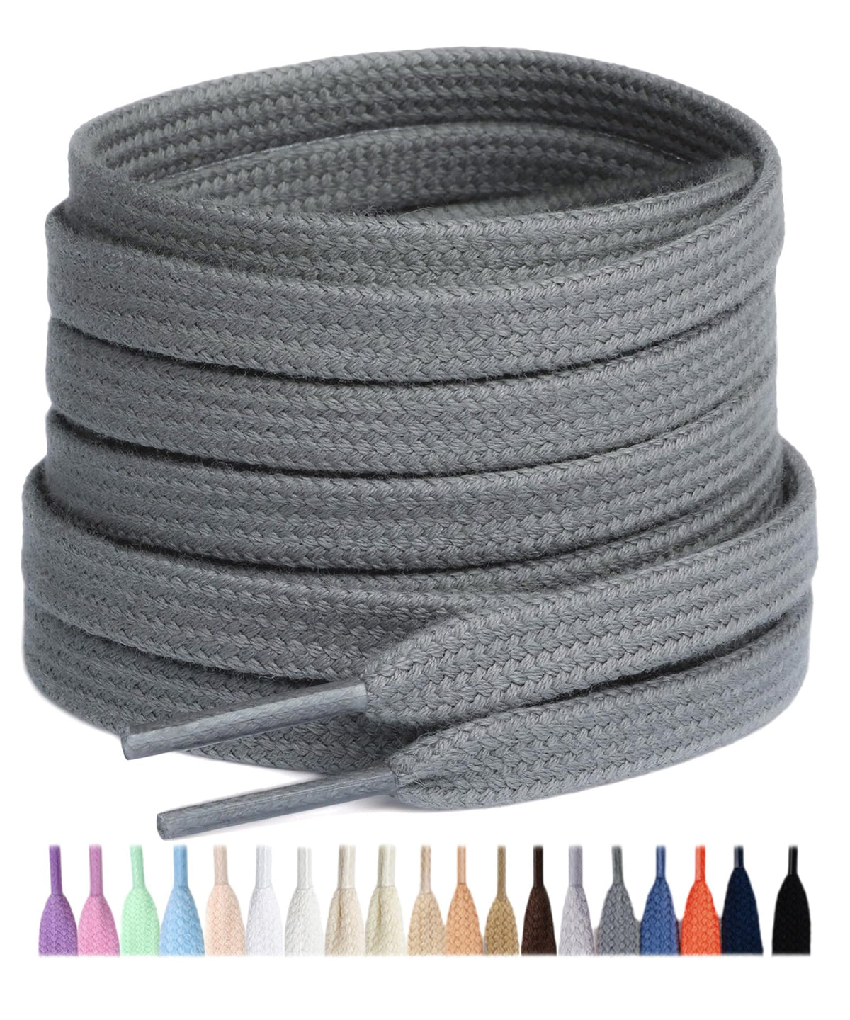 Stepace 2 Pairs Cotton Flat Shoe Laces 8mm Wide Shoelaces for Sneaker