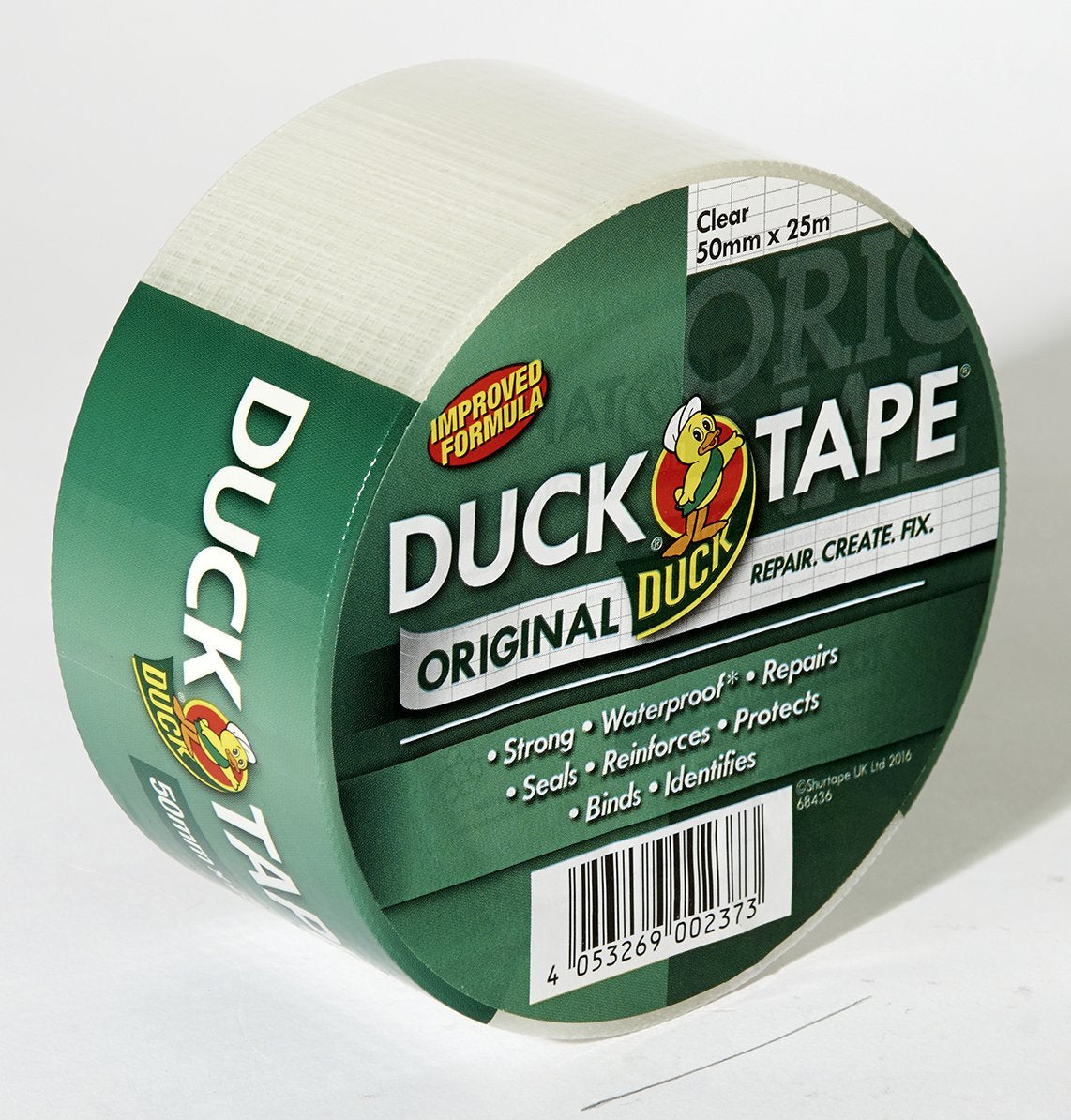 Duck Tape Original White Duct Tape, 50mm x 25m Heavy Duty, Waterproof Gaffer, Gaffa Sticky Tape, Strong Adhesive Cloth Repair Tape, Suitable for Packing boxes, Moving House, Parcels or Packaging