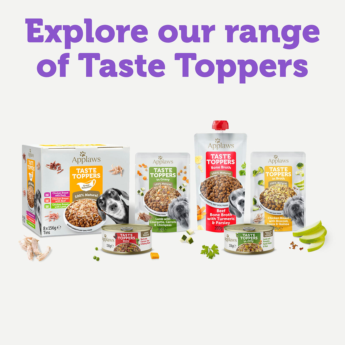 Applaws Natural Wet Dog Food Topper, Chicken Selection in Broth, 8x156g Tin