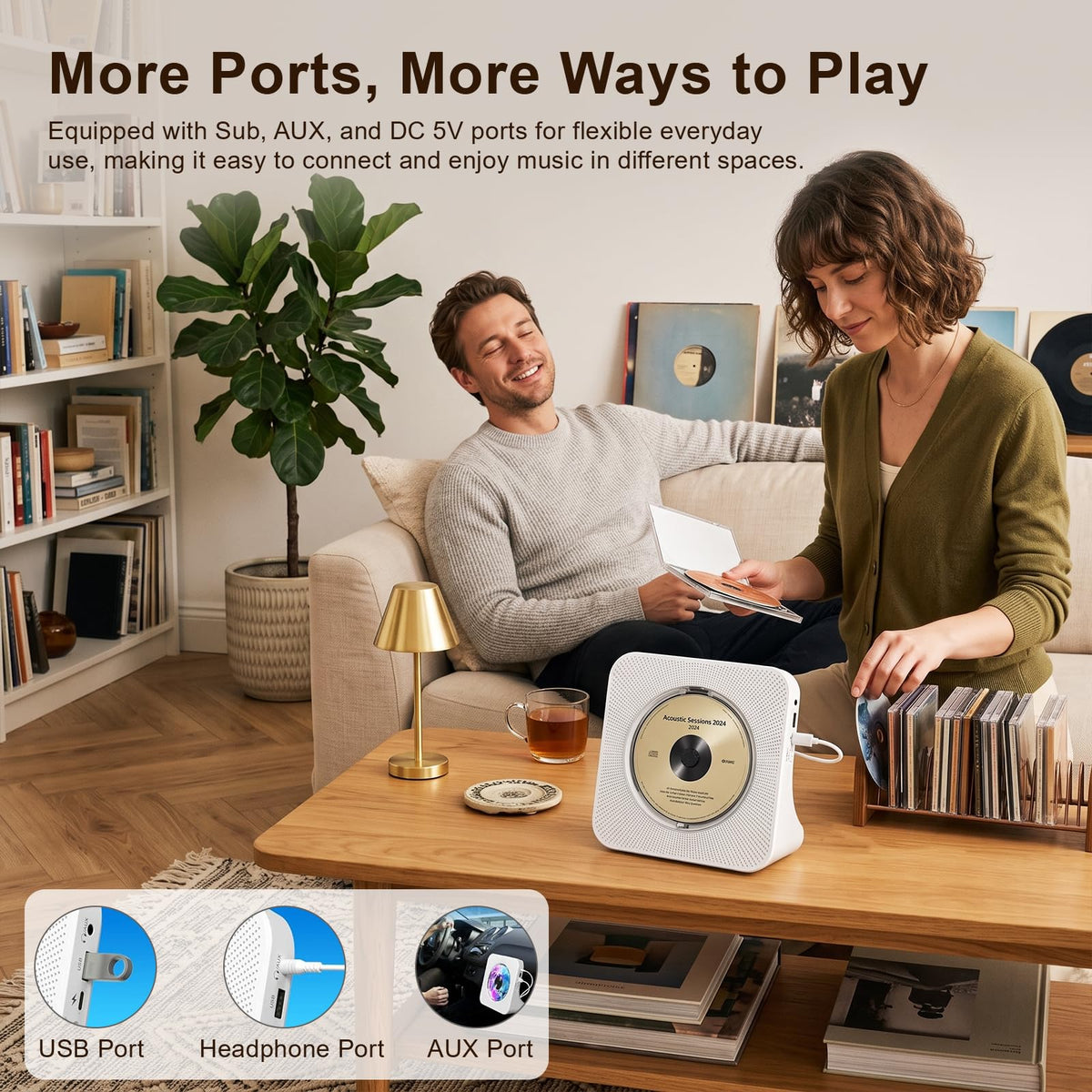 Portable CD Player with Bluetooth, Gueray Desktop CD Players for Home, Bulit-in Double HiFi Speakers, AUX&Headphone Jack, FM Radio Boombox with Remote Control, USB Port,LCD Display (Blue)
