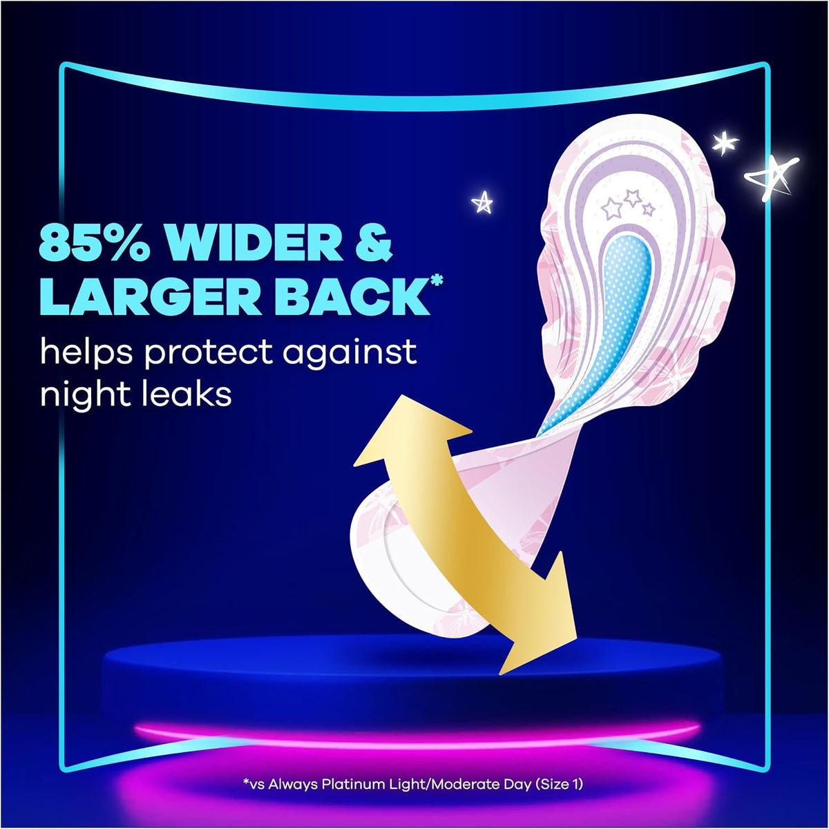 Always Platinum Secure Night Extra (Size 5) Sanitary Towels with Wings 16 Pads