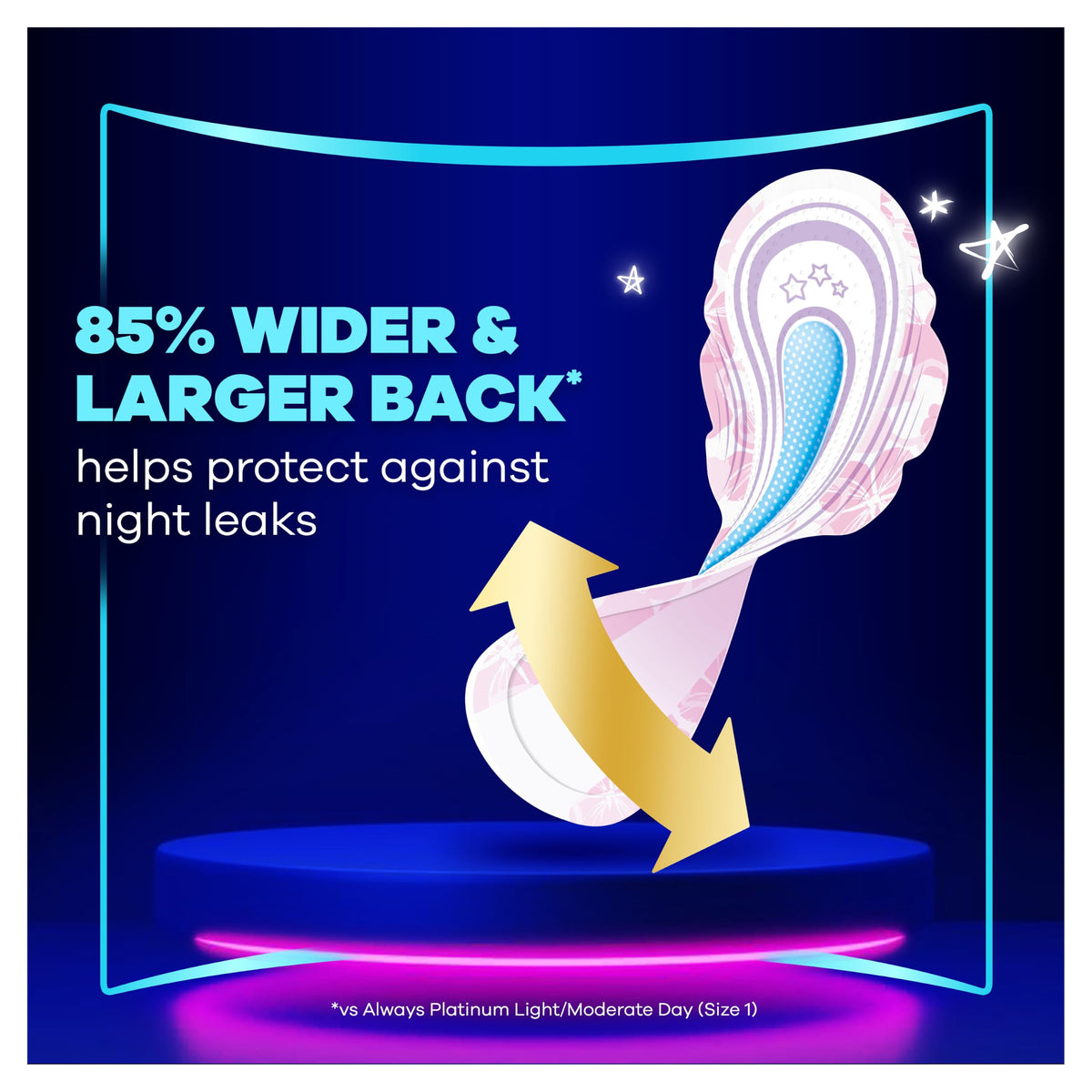 Always Platinum Secure Night Extra (Size 5) Sanitary Towels with Wings 16 Pads