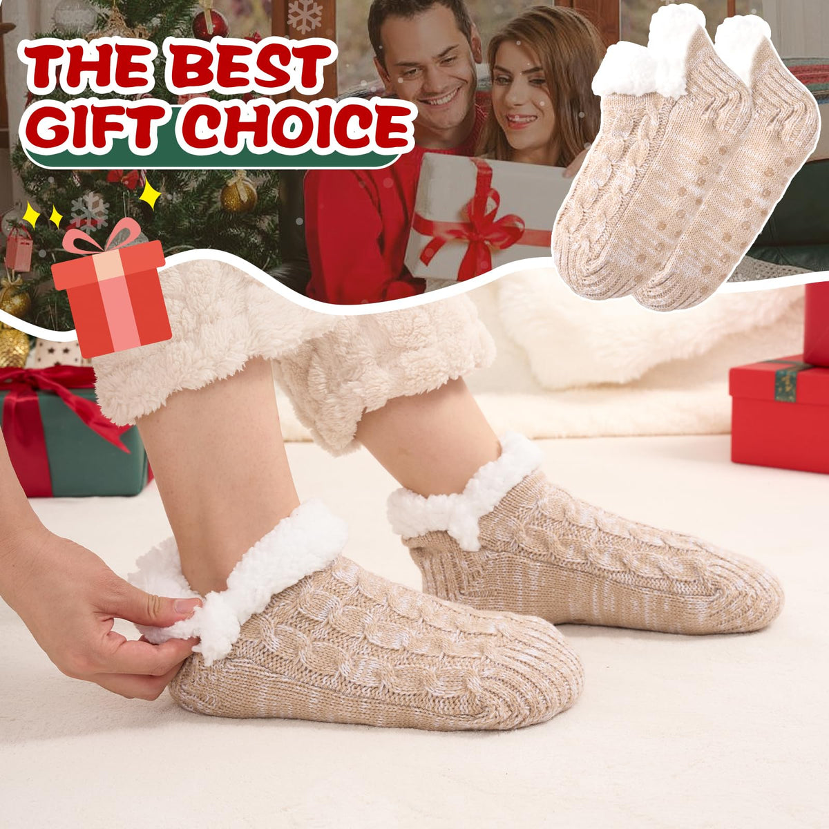 Niorasen Fluffy Slipper Socks Women Men, Winter Gift for Her, UK 4-9