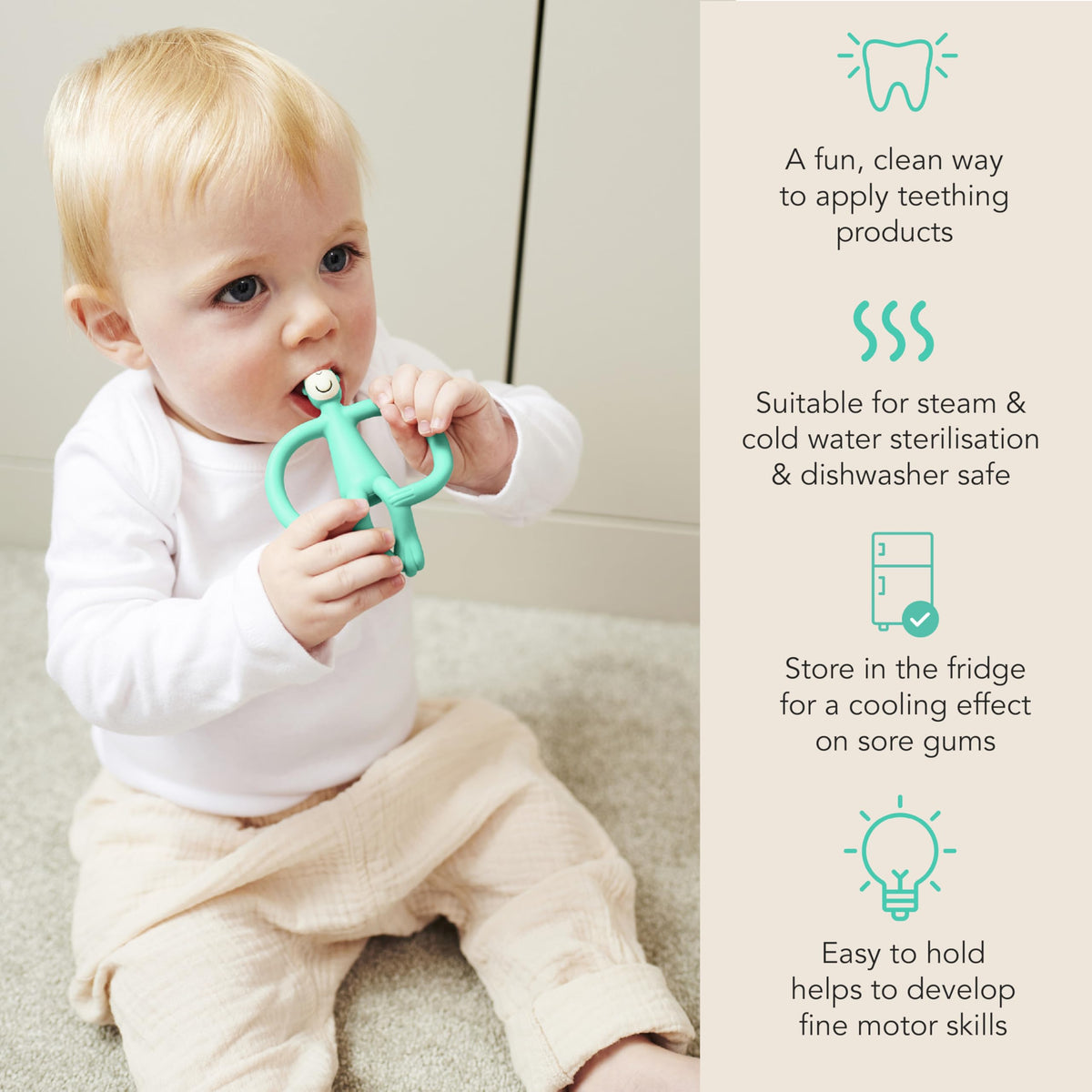 Matchstick Monkey Original Teether with Gel Applicator, Hearts