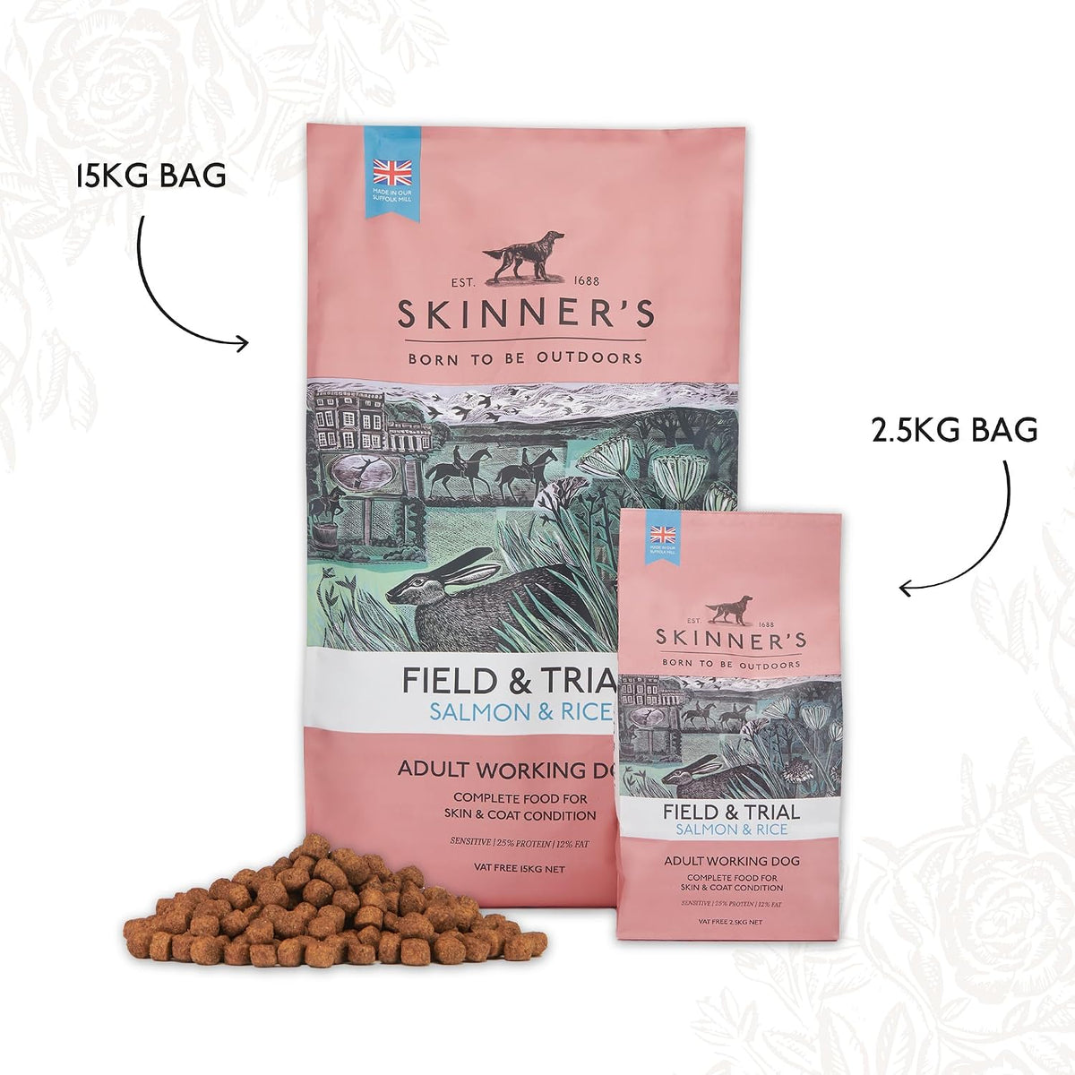 Skinners Field & Trial Salmon & Rice 15kg, Complete Dry Adult Working Dog Food, Gentle Digestion, Glossy Coat