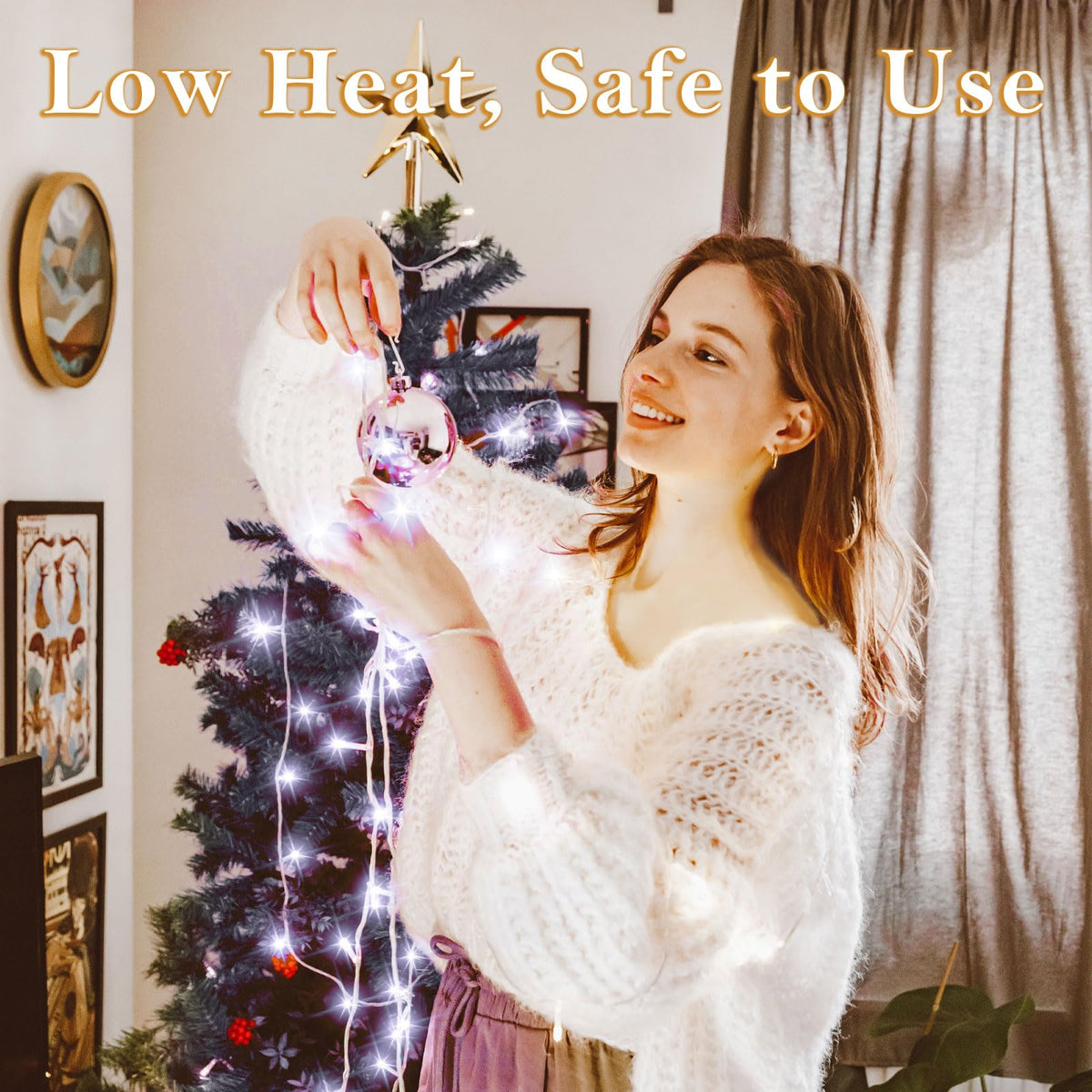 Dalugo Battery Fairy Lights, 3M 30 LED Warm White String Lights with 6h Timer, IP65 Waterproof Battery Powered Fairy Lights for Indoor Outdoor Christmas Decorations
