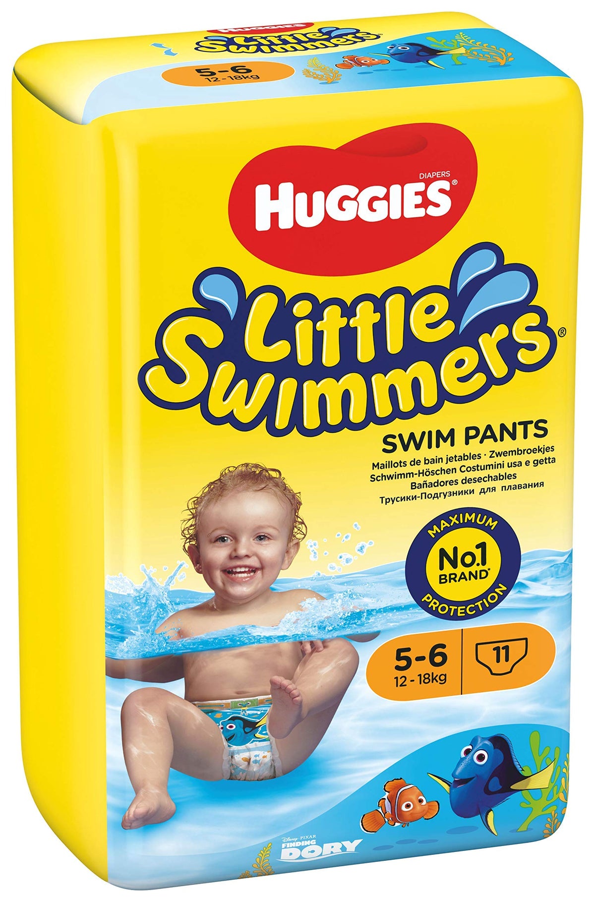 Huggies Little Swimmers, Swim Nappies, Size 5-6 - 33 Pants - Maximum Protection Swimming Nappies with Leak Guards - All-Round Stretchy Waistband