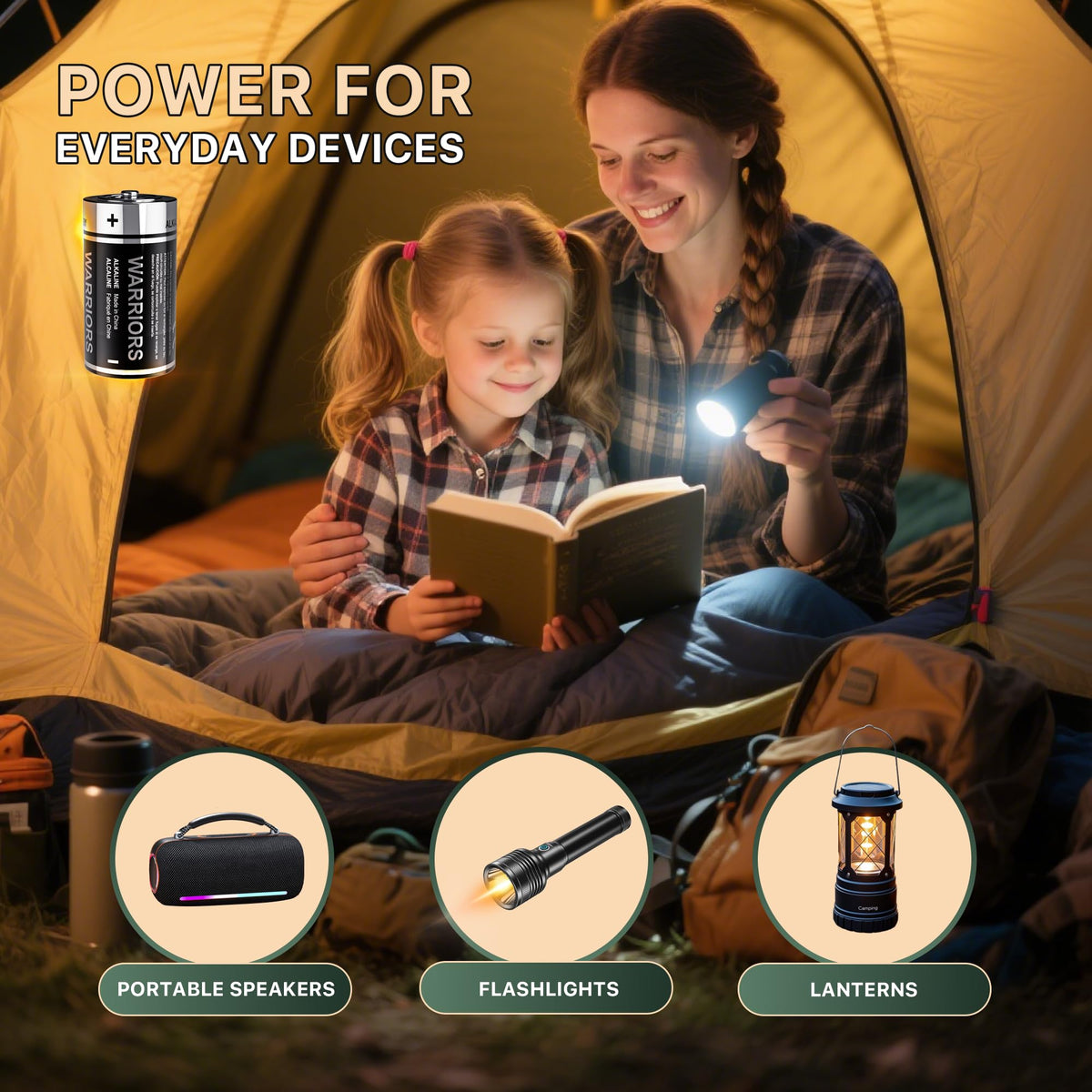 Warriors 2X 9V Alkaline Batteries, 6LR61, Long Lasting Power