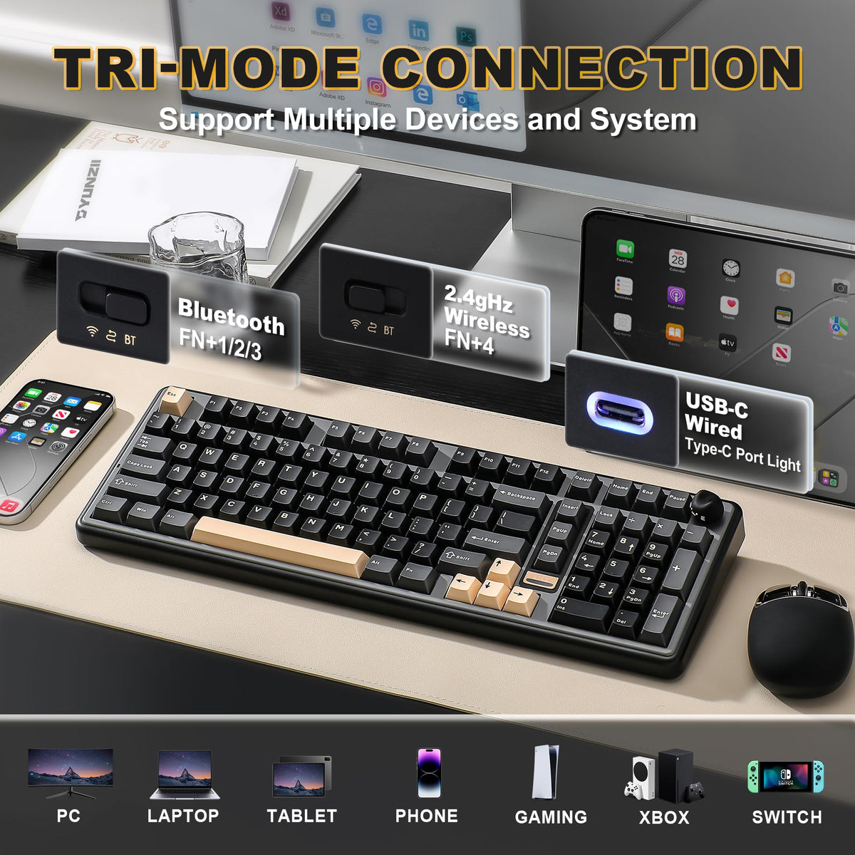 YUNZII B98 PRO 96% Wireless Mechanical Keyboard (Matcha Green, Candy Switch)