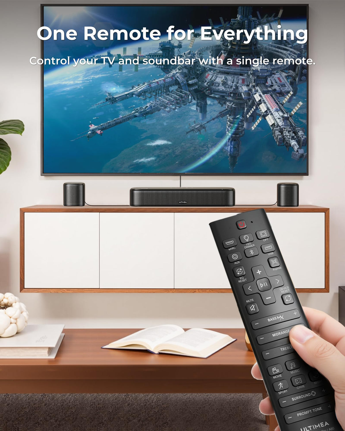 ULTIMEA 9.1ch Surround Sound System with Dolby Atmos, 2 Rear Speaker, 6.5" Wireless Subwoofer, RGB Light, App, Detachable Surround Sound System for Home Theater, Peak Power 470W, HDMI eARC, Apollo S90