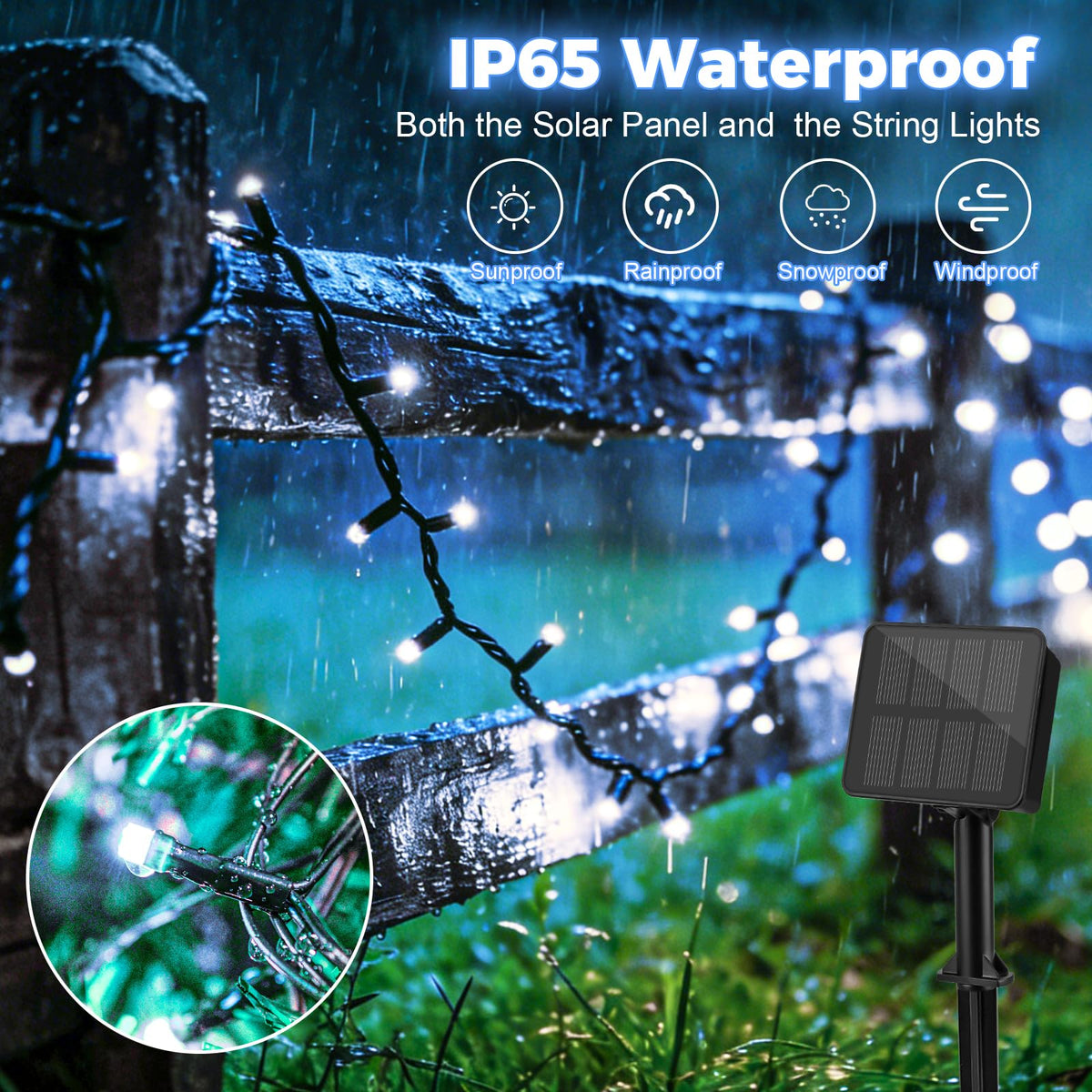 Outdoor Solar Lights Garden, 12M/40FT 120 LED Solar String Lights Waterproof, 8 Modes Solar Powered Fairy Lights for Tree Patio Yard Party Garden Terrace Decorations Warm White