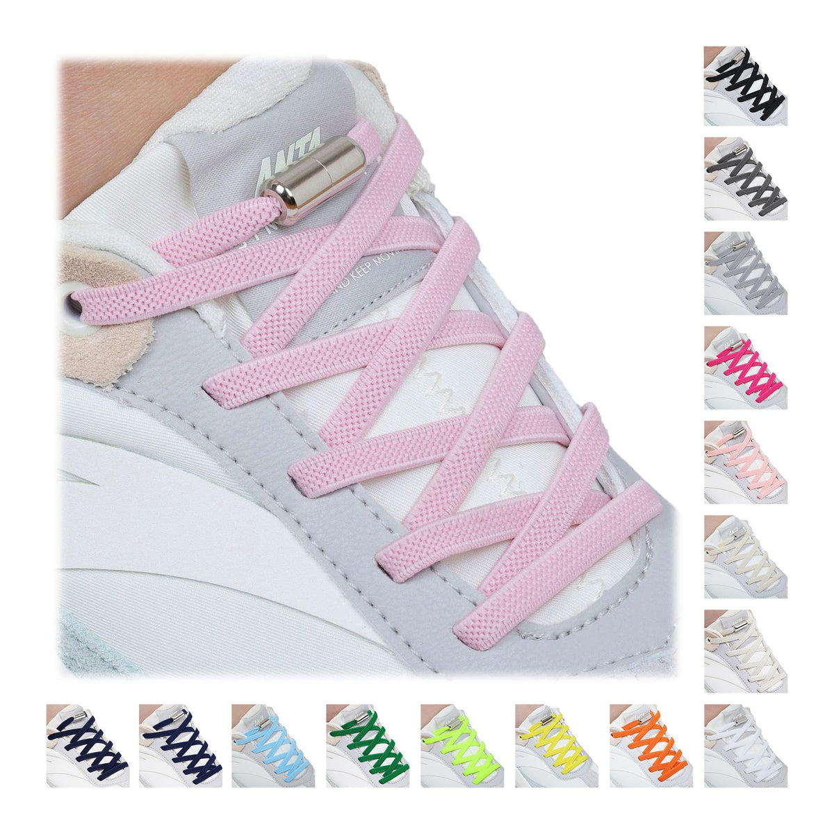 Handshop 2 Pairs Elastic Laces, No Tie Shoelaces for Trainers