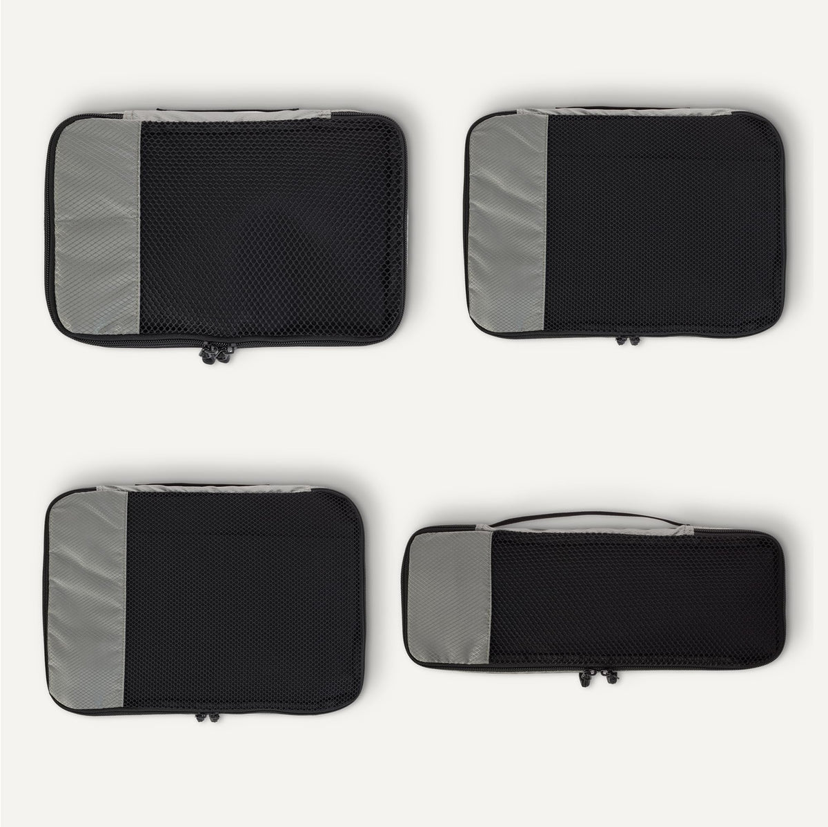 Amazon Essentials 4-Piece Packing Cubes Travel Accessories Set, Luggage Organiser with Double Zip, Mesh Top, 100% Polyester, Medium, Black (Previously Amazon Basics)