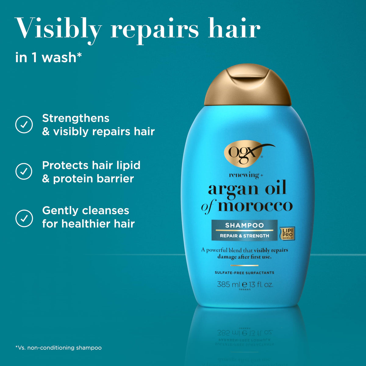 OGX Argan Oil of Morocco Sulfate Free Shampoo for Dry Hair, 385ml (Pack of 3)
