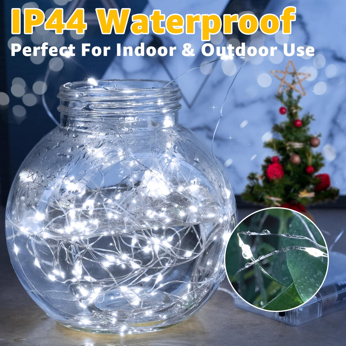 Ollny 10m 100LED Red Fairy Lights Battery Operated,Copper Wire String Light