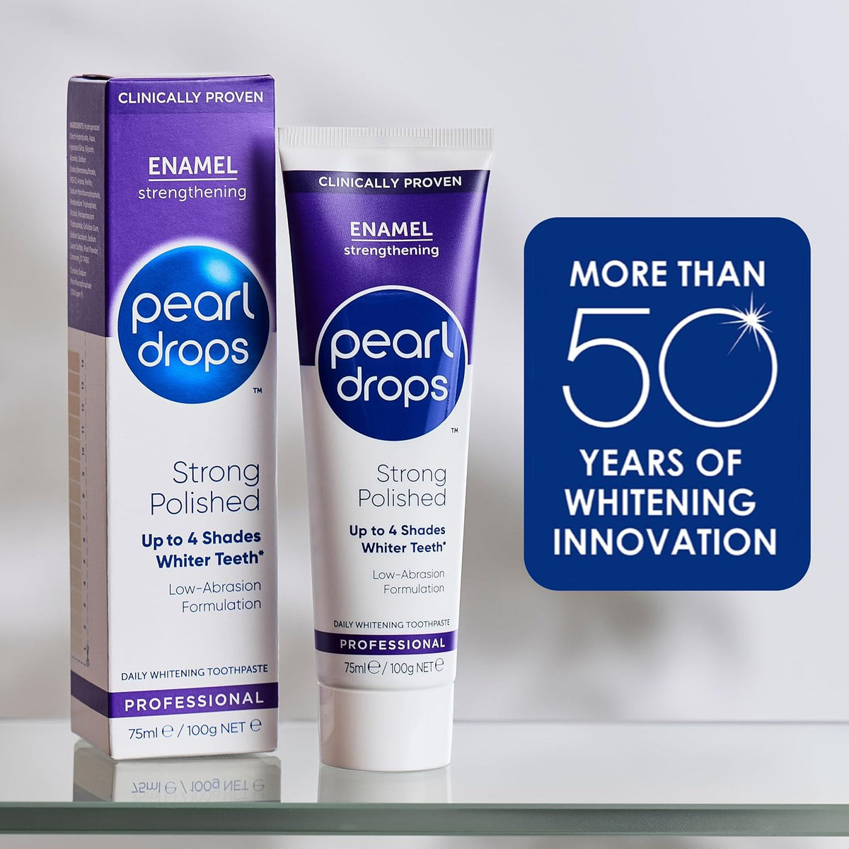Pearl Drops Strong Polished White Toothpaste, Mint Flavour, 75ml