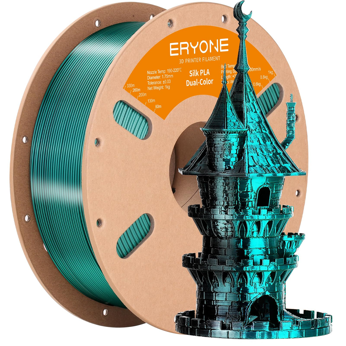 ERYONE Silk PLA Filament 1.75mm,3D Printer Filament PLA,Shiny Glossy PLA Filament,+/-0.03mm,1kg(2.2lbs)/Spool,Silk Liquid Gold