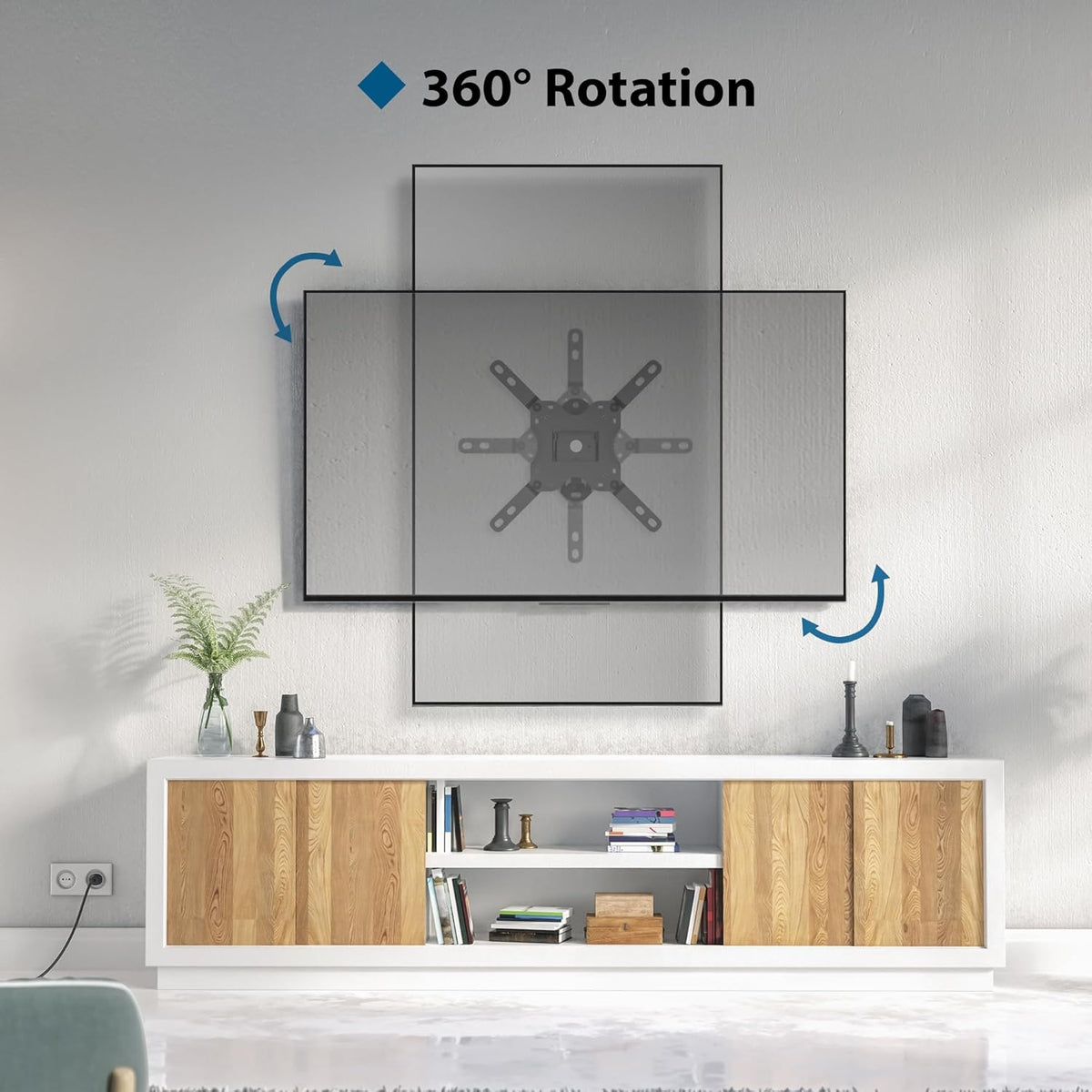 BONTEC TV Wall Bracket for Most 13-42 Inch TV, Adjustable TV Wall Mount, Tilt, Swivel, 360°Rotation, VESA 200x200mm up to 20kg, Universal TV Mount with Safety Screws, Bubble Level, Cable Ties Included