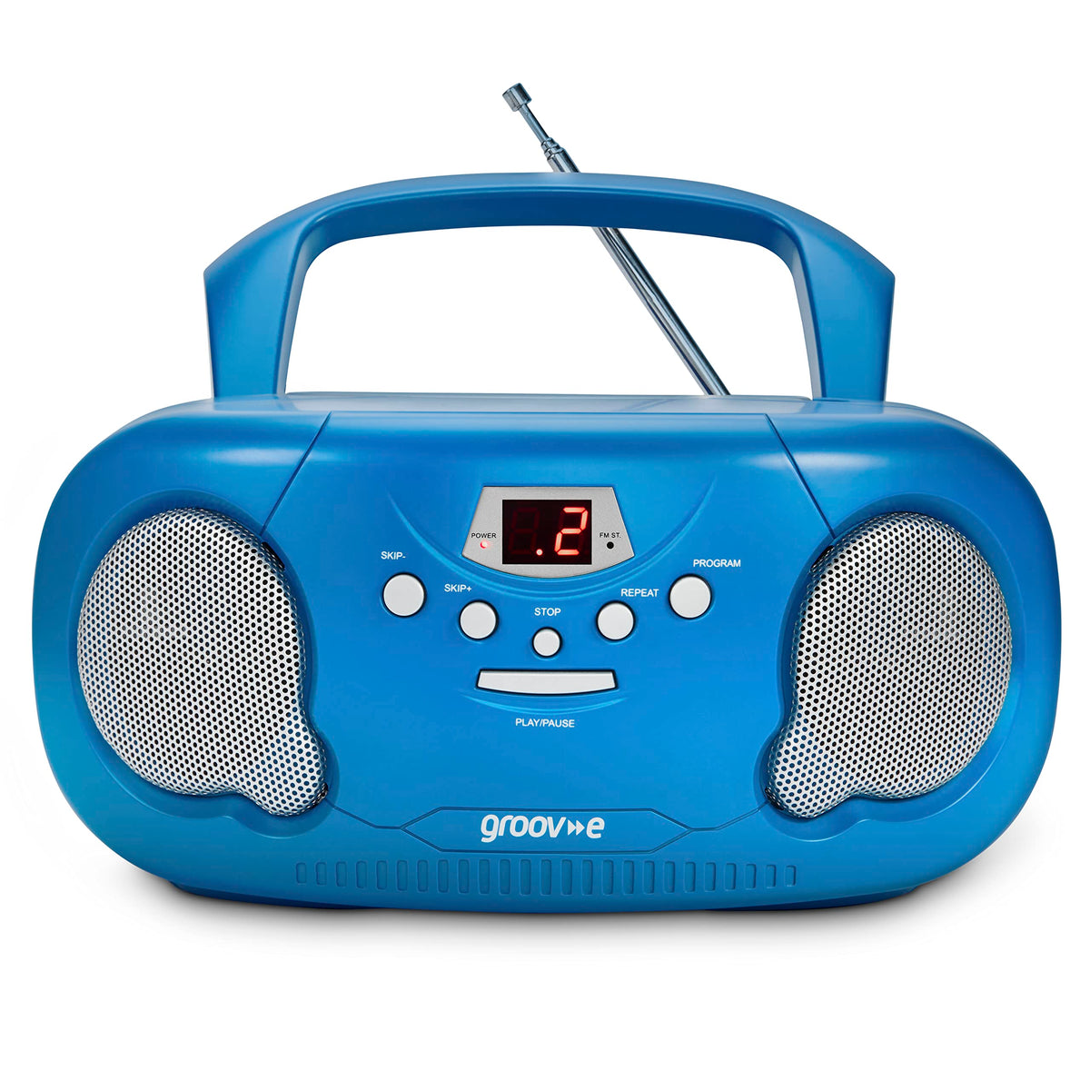 Groov-e Original Boombox - Portable CD Player with Bluetooth, Radio, 3.5mm Aux Port, & Headphone Socket - LED Display, 2 x 1.2W Speakers - Battery or Mains Powered - Black