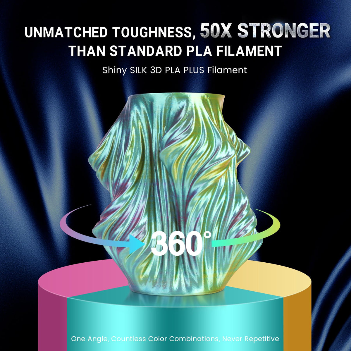 SUNLU Silk PLA+ Filament, Shiny Metallic Silk 3D Filament 1.75mm