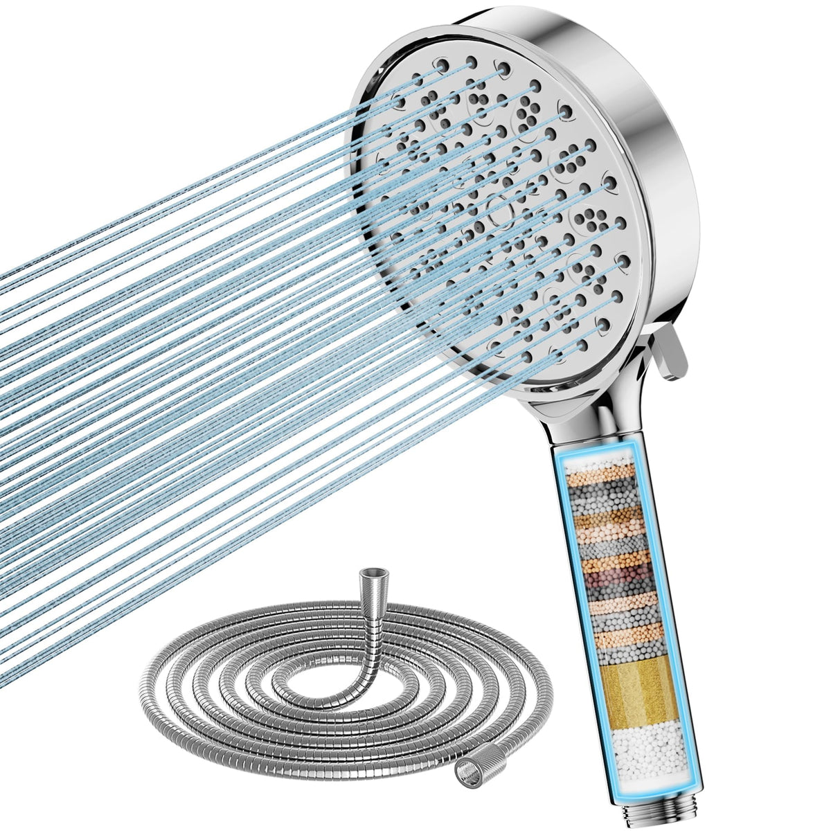 Cobbe Hard Water Filter Shower Head with 1.5m Hose and Holder