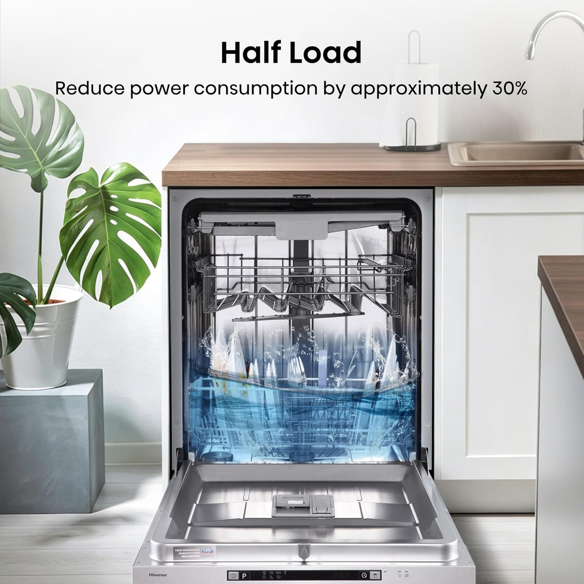 Hisense Fully Integrated Standard Dishwasher - Silver with Fixed Door Fixing Kit HV623D15UK - D Rated