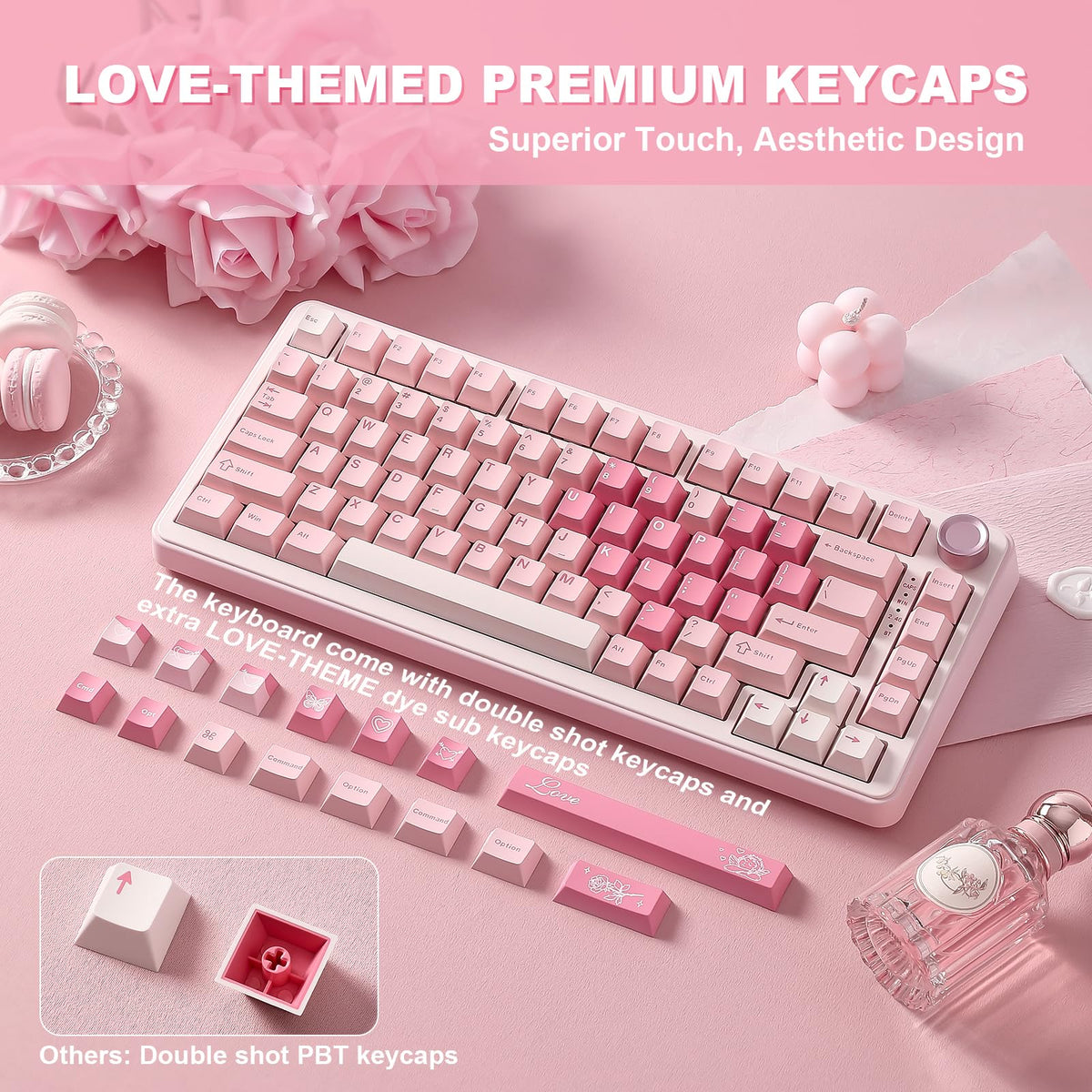 YUNZII B75 PRO 75% Wireless Mechanical Keyboard (Black Heart,Cocoa Switch)