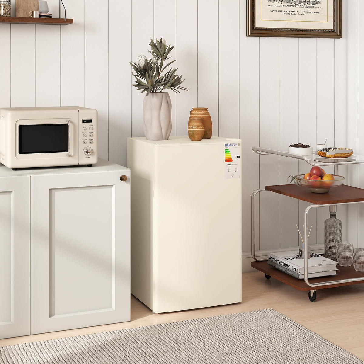 HOMCOM Under Counter Fridge 91L Small Fridge with Chiller Box Silver Tone