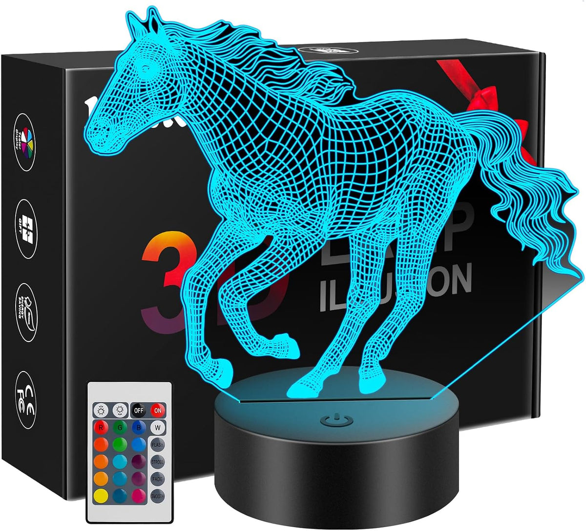 Linkax Horse Gifts for Boys, 3D Illusion Night Light for Girl Bedroom Decor