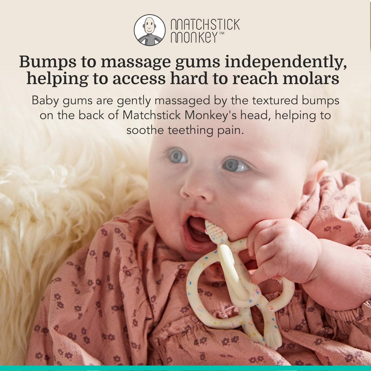 Matchstick Monkey Original Teether with Gel Applicator, Hearts