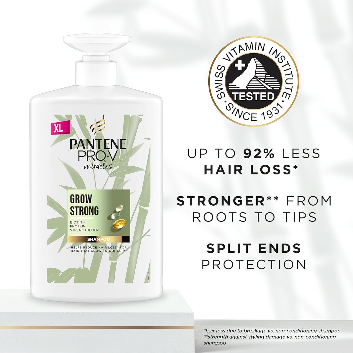Pantene Grow Strong Shampoo with Biotin & Protein Strengthener 1L XXL Pump