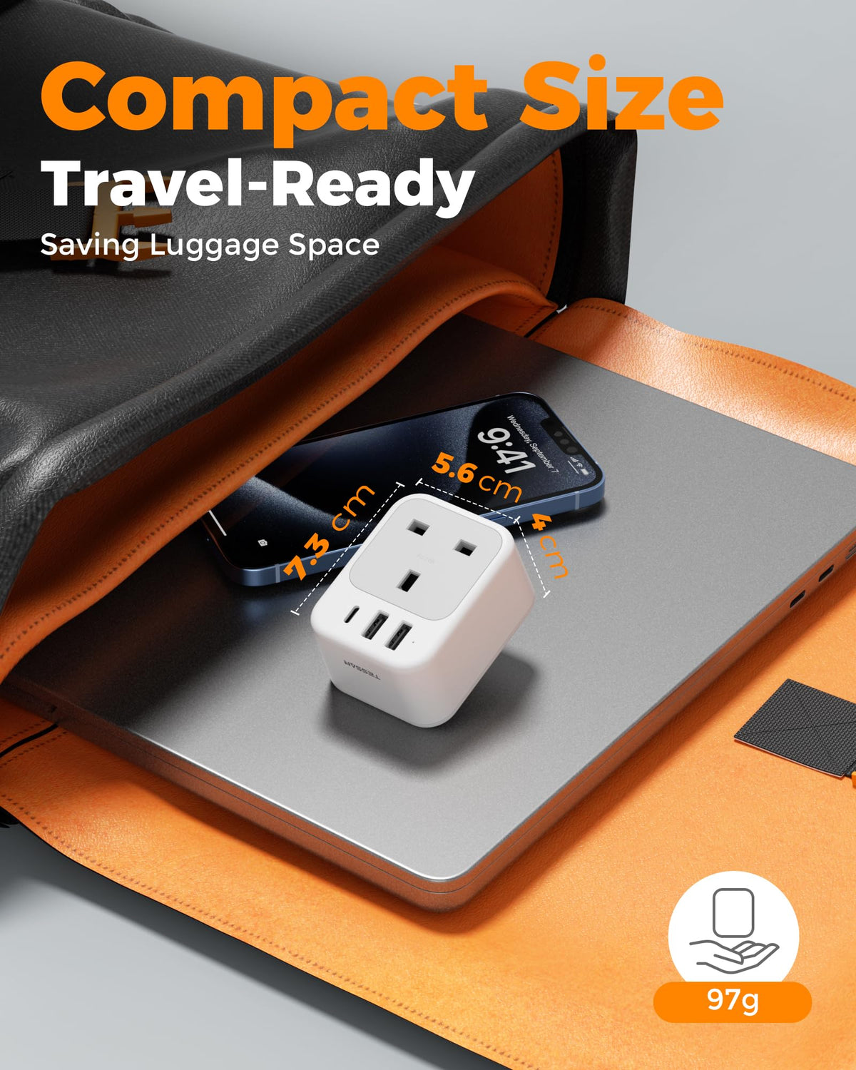 TESSAN UK to Italy Plug Adapter, Grounded Type L Travel Adaptor with USB C