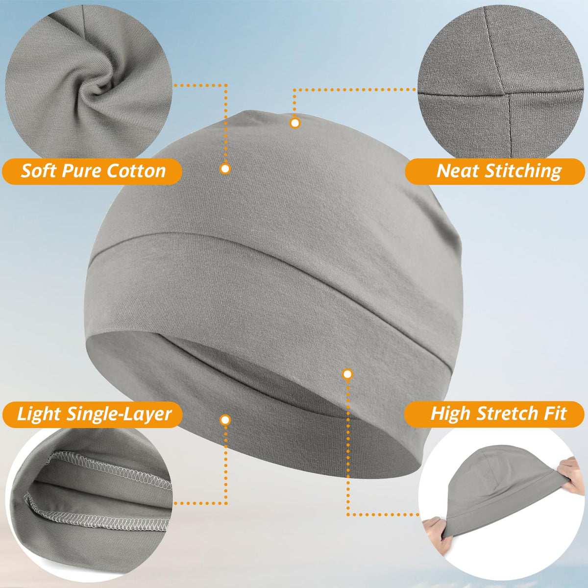 EINSKEY 100% Cotton Skull Caps for Men, Multipurpose Daily Wear Beanie Hat