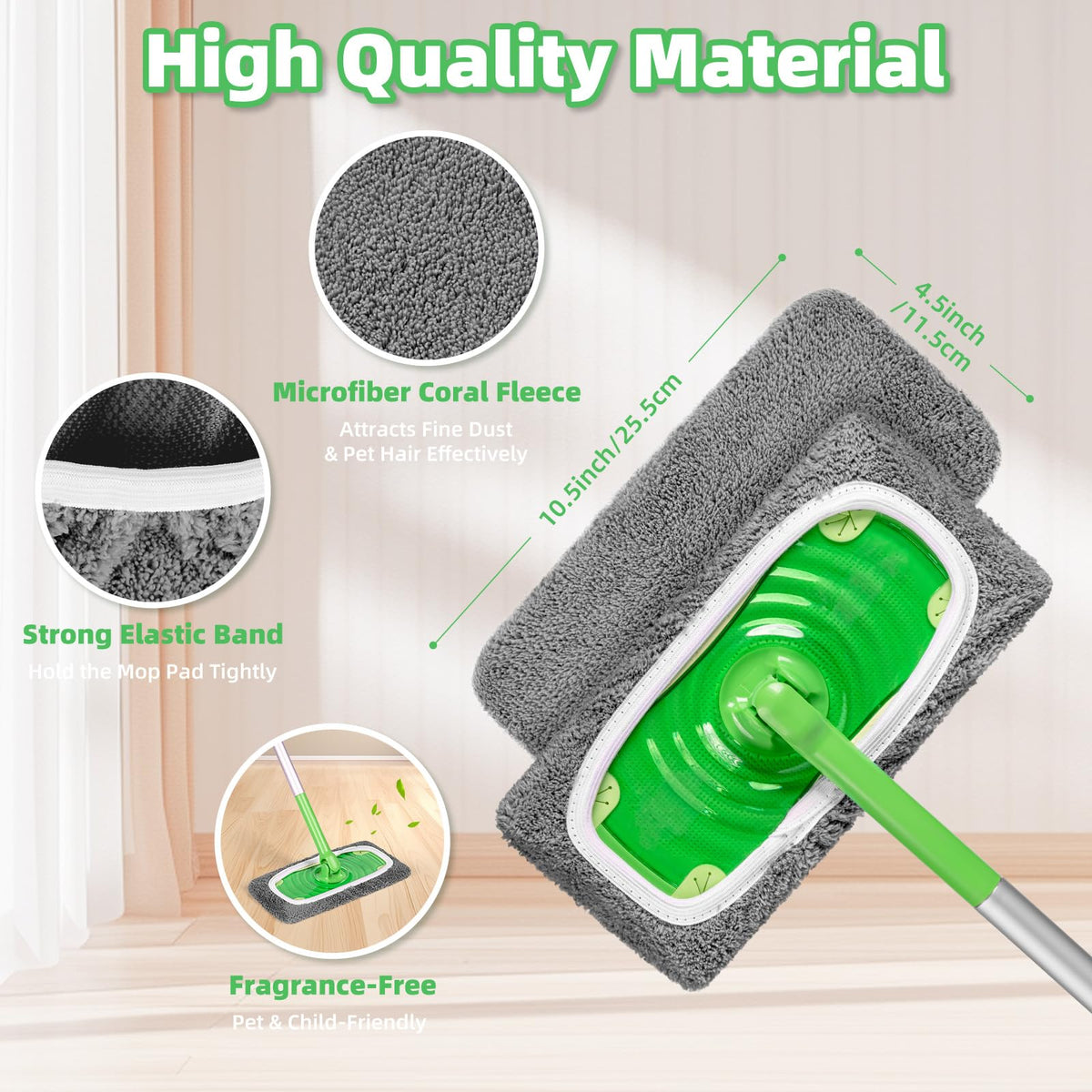 6 Pack Reusable Mop Pads Compatible with Flash Speed Mop, Microfiber Washable Speed Mop Refill Wipes, Dry & Wet Sweeping Mopping Cloths (Yellow-Green + Sky Blue)