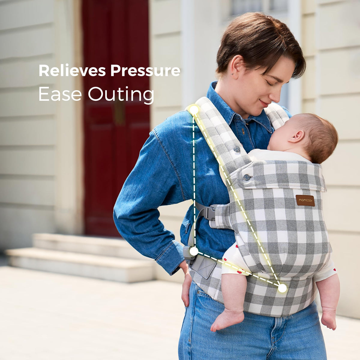 Momcozy Baby Carrier for 3-24M/3.2-20kg, Waist 64-127cm, Cotton Khaki