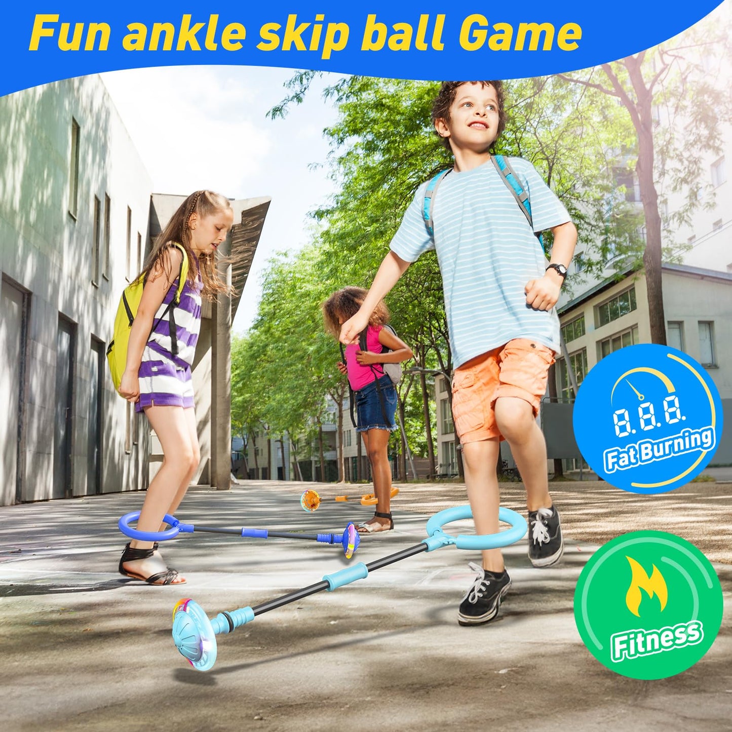 Hot Bee Ankle Skip Ball for Kids with Counter, Timer, Cal Calculator, Girl Birthday Gifts for Age 5 6 7 8 9 10+, Rechargeable Foldable Sports Toy Skip it Toy for Kids Xmas Present
