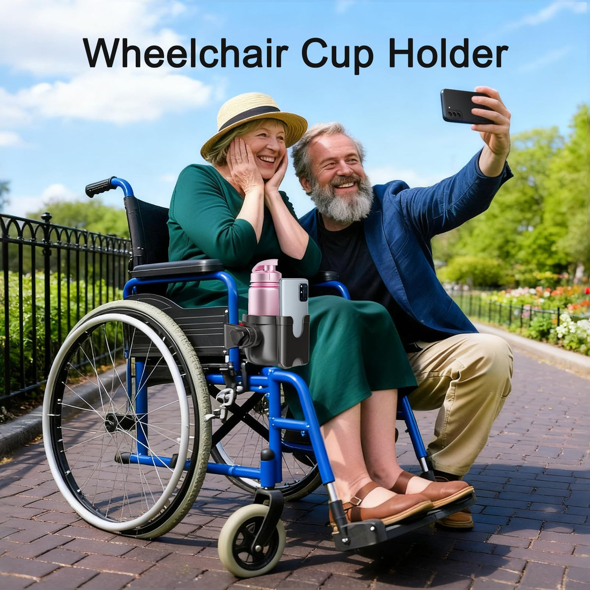 2-Pack Pram Cup Holder with Phone Holder, Universal Pram Buggy Accessories
