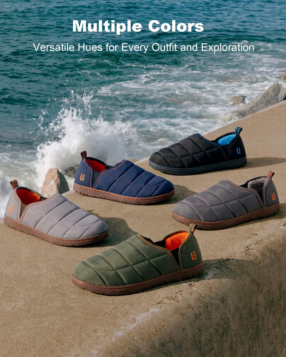 LongBay Mens Indoor Outdoor Slippers Memory Foam House Camping Shoes Gift