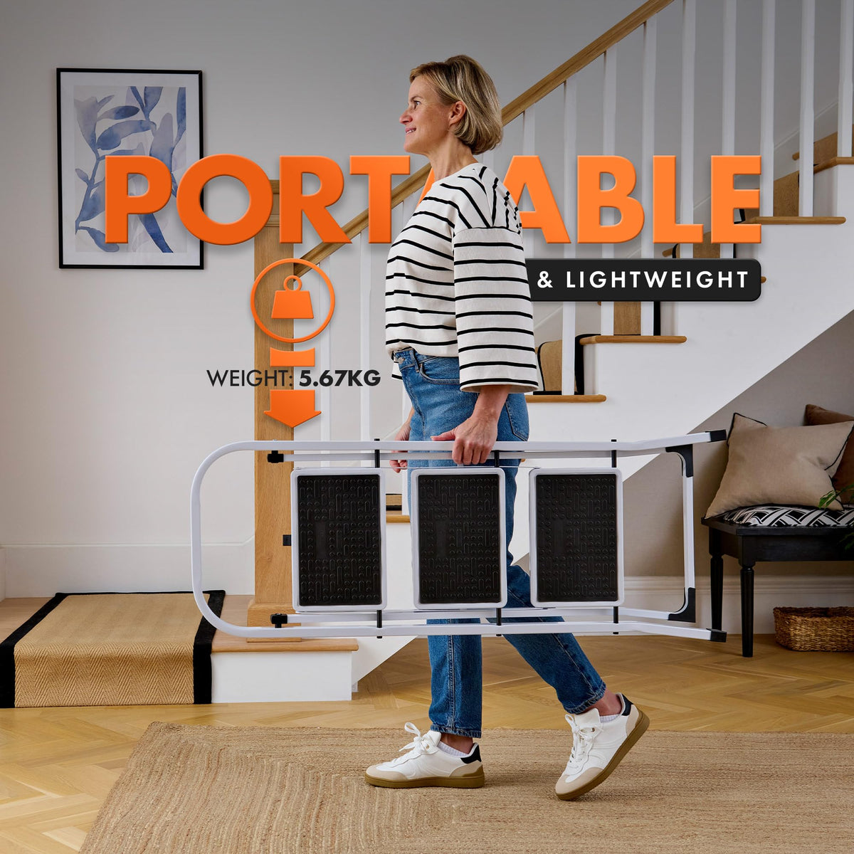 VonHaus 3 Step Ladder – Premium Quality Folding Step Ladder for DIY and Gardening - Anti Slip Feet, Easy to Store Ladder, 150KG Max Capacity - Durable Steel