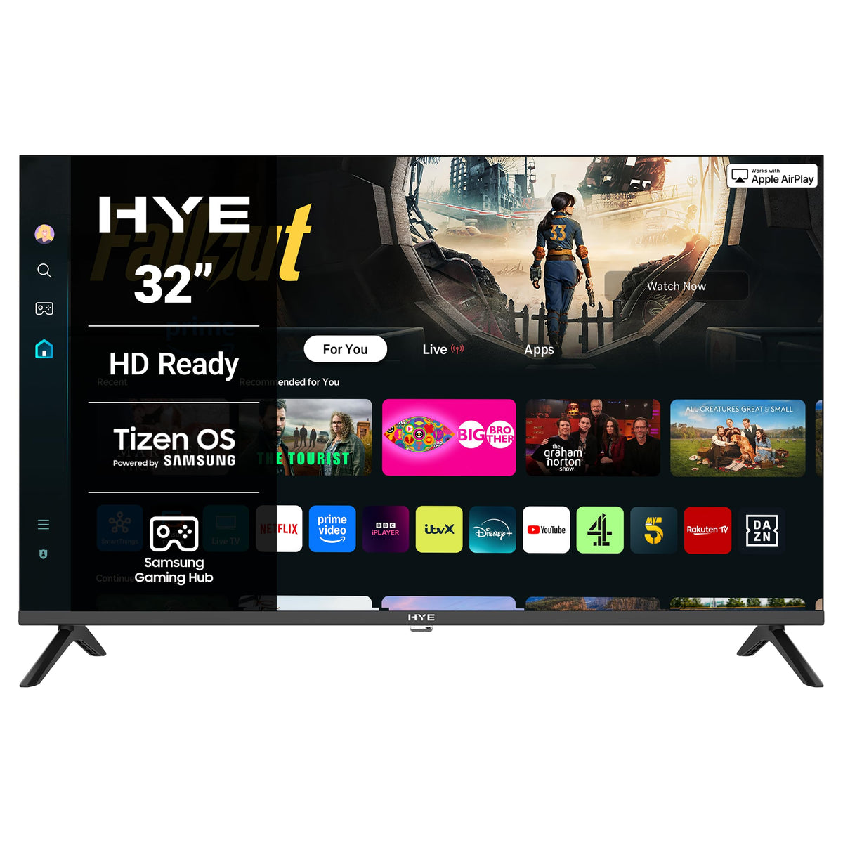 HYE 50" LED Smart TV - 4K Ultra HD, Samsung Tizen OS & Gaming Hub, Black