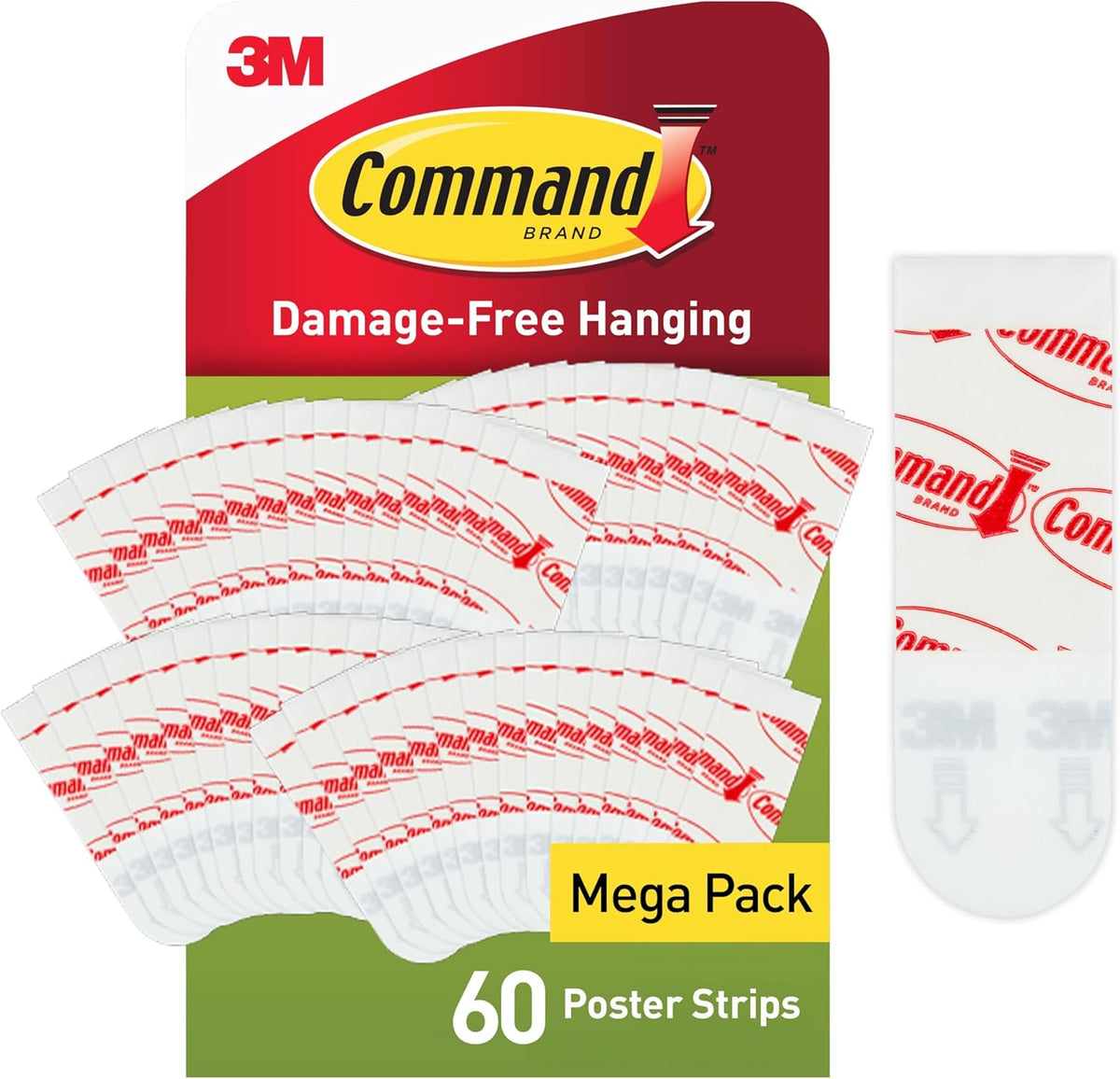 Command Poster Strips, Value Pack, 60 Adhesive Strips, White