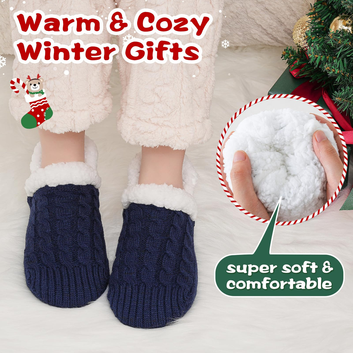 Niorasen Fluffy Slipper Socks Women Men, Winter Gift for Her, UK 4-9