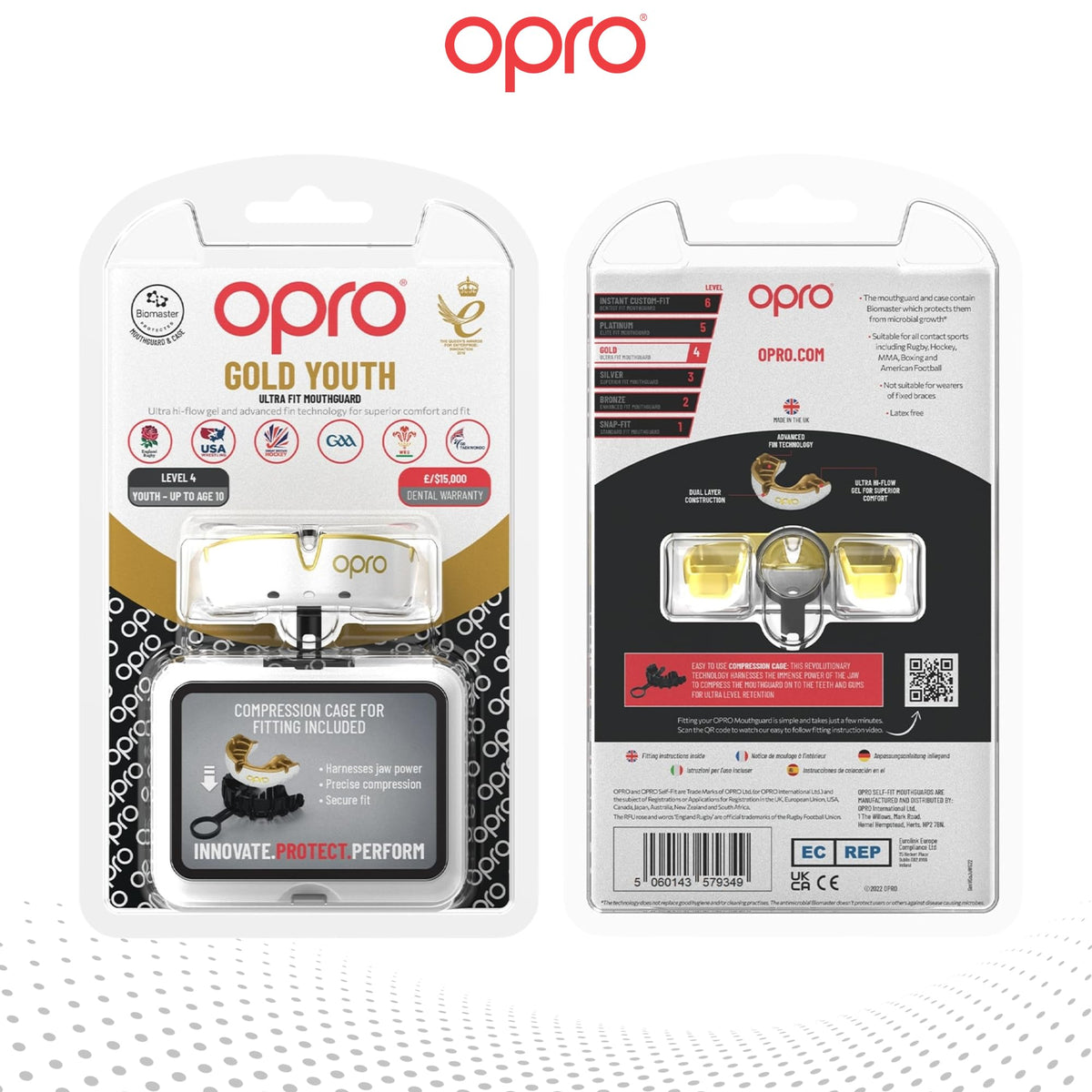 OPRO Gold Level Sports Mouthguard, Premium Fit Adult & Kids