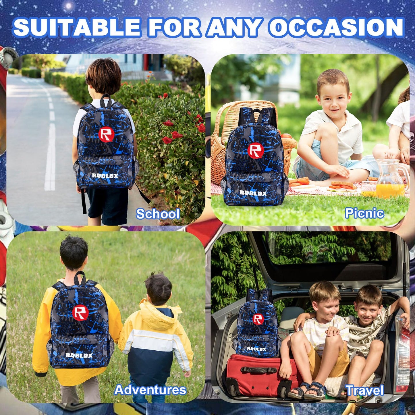 yumcute De-mn Backpack Kids, Teen Game School Bags, Children Primary Schoolbag, Children's School Backpack, 17 Inch Large Capacity Travel Rucksack Waterproof Boys Girls Book Bags for Aged 3-12 Years