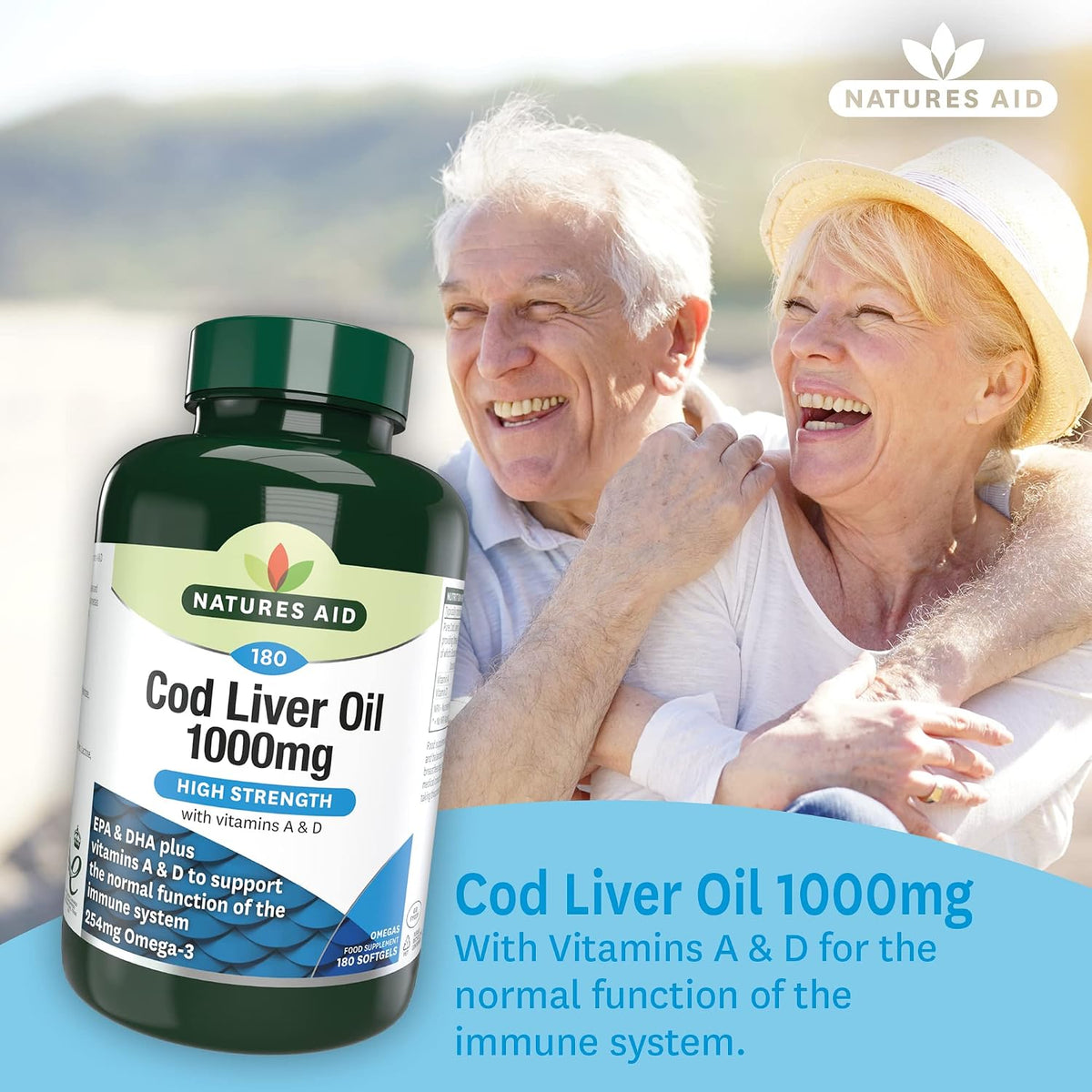 Natures Aid Cod Liver Oil 1000mg – 180 Capsules