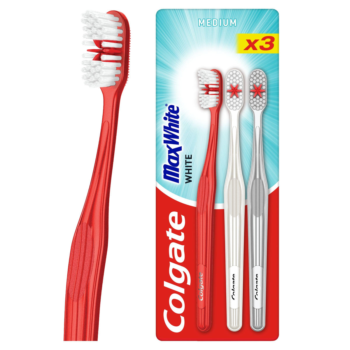 Colgate Zigzag Medium Bristles Manual Toothbrush (3-Pack)