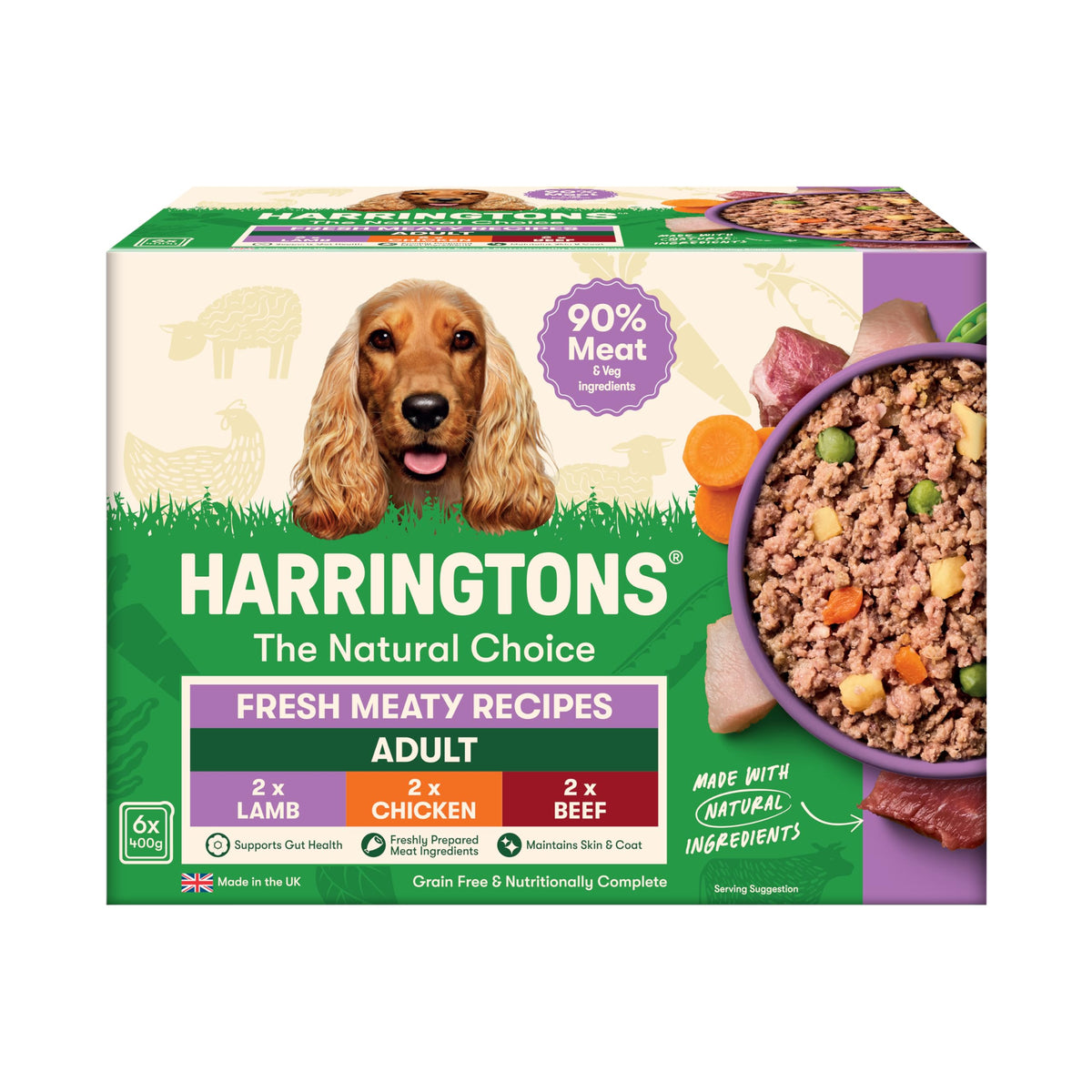Harringtons Complete Wet Adult Dog Food Trays Meaty Pack 16x400g